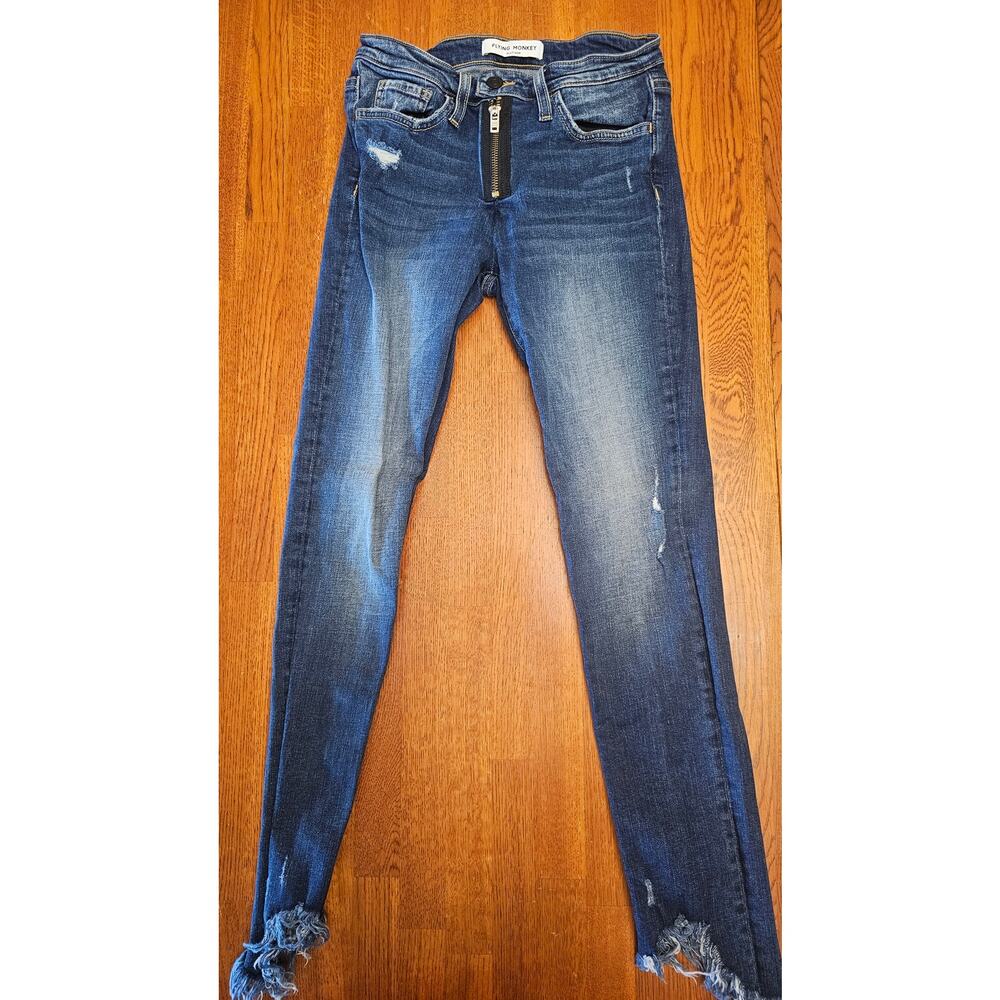 Flying Monkey Platinum size 25 distressed‎ skinny ankle jeans inseam 29